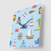 Kunstpatroonpatroon Pixel Zee Vierkante Klok (Hoek)