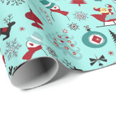 Kunstpatroonpatroon van Santa Claus Sleigh Reindee Cadeaupapier (Rol Hoek)