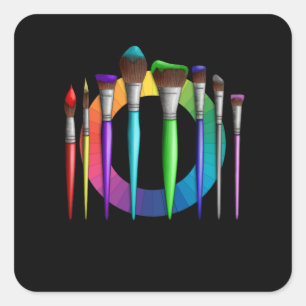 Kunstpenselen voor artistieke schilderpenselen met vierkante sticker