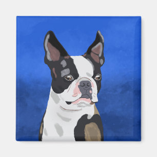 Kunstportret van Boston Terrier Dog Magneet