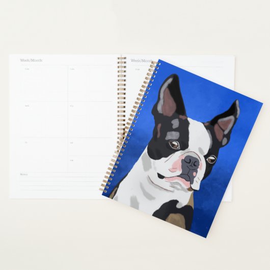 Kunstportret van Boston Terrier Dog Planner (Display)