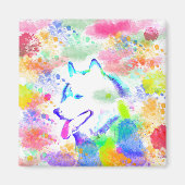 Kunstportret voor Alaskan Malamute Dog-Waterverf Magneet (Voorkant)