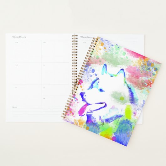 Kunstportret voor Alaskan Malamute Dog-Waterverf Planner (Display)