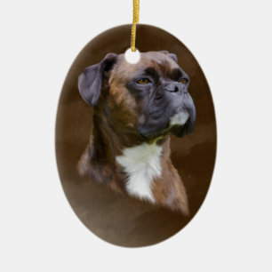 Kunstportret voor boxer Dog-olie Keramisch Ornament