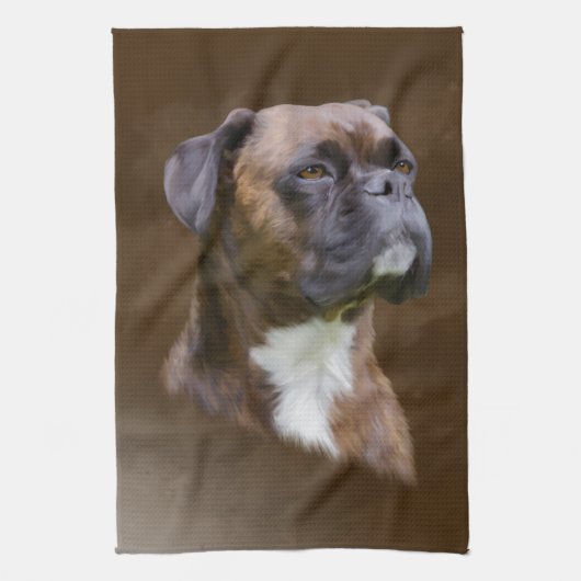 Kunstportret voor boxer Dog-olie Theedoek (Verticaal)