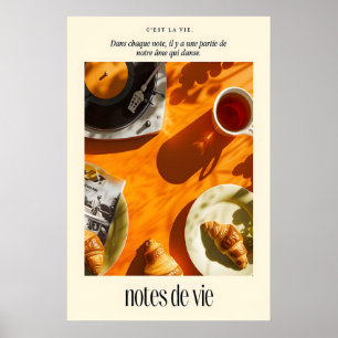 Kunstposter Franse Café Middag Muziek, Koffie en Poster