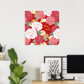 Kunstposter "Pioen en chrysant" Poster (Thuiskantoor)