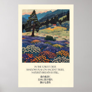 Kunstprint Bergbos Wilde Bloemenweide Poster
