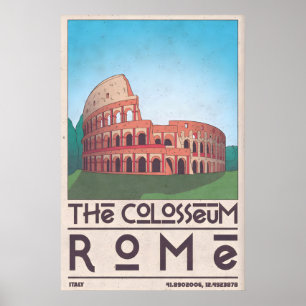 Kunstprint Colosseum Rome, Vintage Reisposter Poster