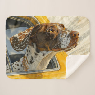 Kunstprint Gevlekte Hond in Auto Sherpa Deken