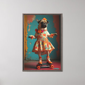 Kunstprint met aangepaste Pug-portret Canvas Afdruk
