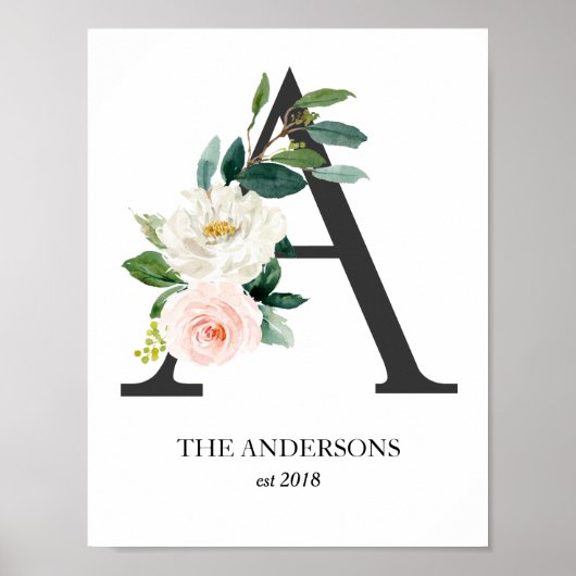 Kunstprint met monogram, letter A, trouwen, kinder Poster (Voorkant)