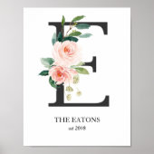 Kunstprint met monogram, letter E, trouwen, kinder Poster (Voorkant)