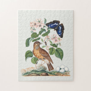 Kunstprint met vintage vogel- en botanische bloeme legpuzzel