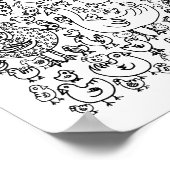 Kunstprint met zwart-witte tekening van vogels poster (Hoek)