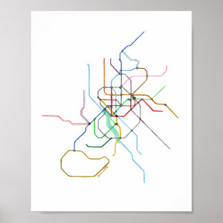 Kunstprint metrokaart van Madrid Spanje Poster
