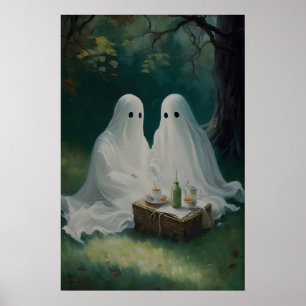 Kunstprint Picknick spookachtig stel Donkere Acade Poster