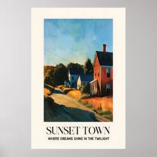 Kunstprint Twilight Town Rustic Americana Landscha Poster