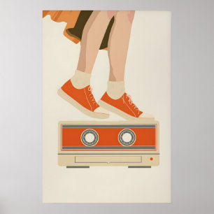 Kunstprint van 80s-cassettebandje Retro Nostalgie Poster