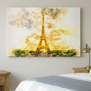 Kunstprint van de Eiffeltoren in Parijs bij zonson Canvas Afdruk