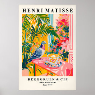 Kunstprint van duif die koffie drinkt, grappige Ma Poster