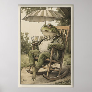 Kunstprint van een vintage kikker, Victoriaanse ki Poster