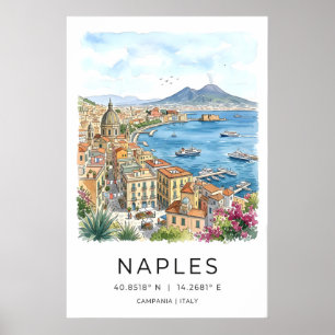 Kunstprint van Napels Muur Kunst Turkoois Baai en Poster