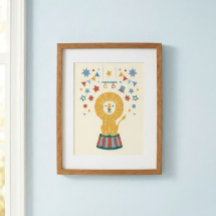 Kunstprint voor vintage circusleeuwenthema babysla