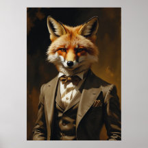 Kunstprint Vos in Pak Grappige Dieren Muurposter