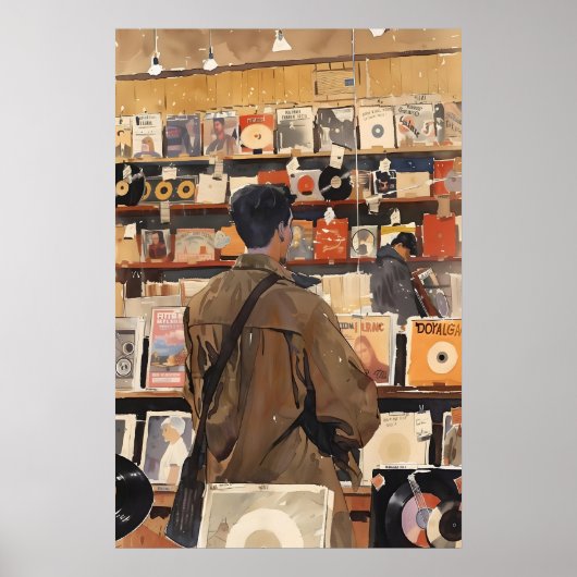 Kunstprint Winkel Oude Platen Muziek Liefhebber Ca Poster (Voorkant)