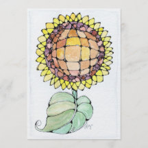 Kunstprint - Zonnebloem - Aquarel & Inkt