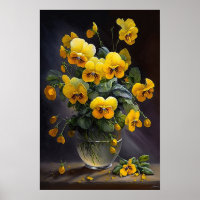 Kunstprintposter met afbeelding van gele viooltjes