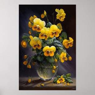 Kunstprintposter met afbeelding van gele viooltjes poster