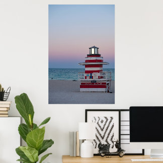 Kunstprintposter strand reddingstoren poster