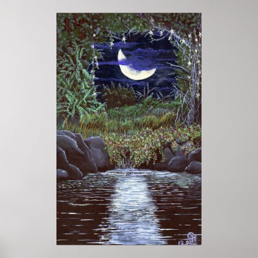 Kunstprintposter van Moonlight Falls Poster (Voorkant)