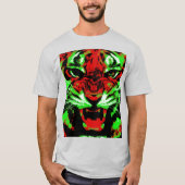Kunstrood en groen tijgergezicht schilderen t-shirt (Voorkant)