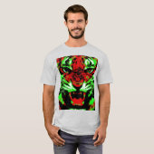 Kunstrood en groen tijgergezicht schilderen t-shirt (Voorkant volledig)