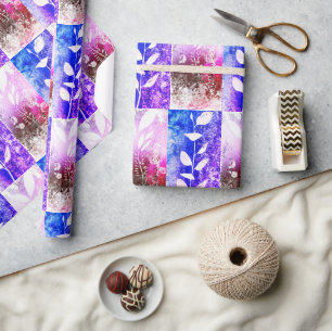 Kunstroze blauw vertakte bladeren Abstract patroon Cadeaupapier