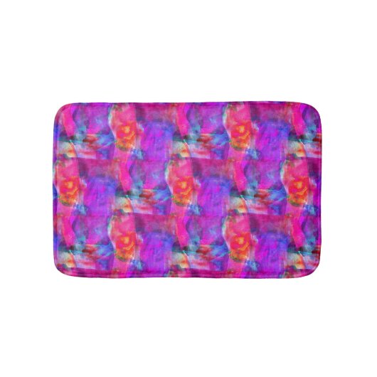 Kunstroze, blauwe, rode textuurachtergrond badmat (Voorkant)