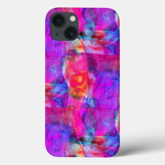 Kunstroze, blauwe, rode textuurachtergrond Case-Mate iPhone case (Achterkant)