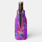 Kunstroze, blauwe, rode textuurachtergrond flesjeskoeler (Fles Achterkant)