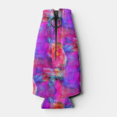 Kunstroze, blauwe, rode textuurachtergrond flesjeskoeler (Achterkant)