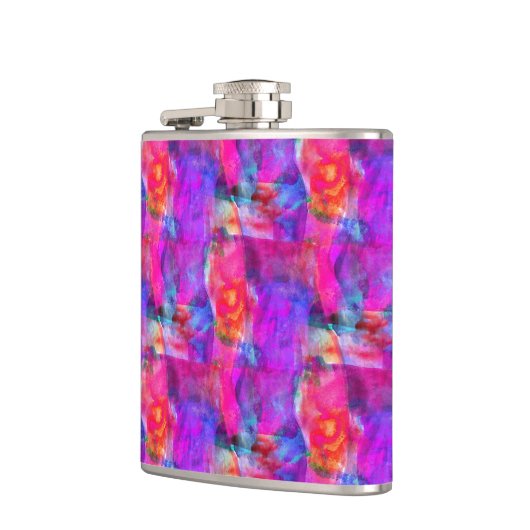 Kunstroze, blauwe, rode textuurachtergrond heupfles (Links)