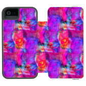 Kunstroze, blauwe, rode textuurachtergrond incipio iPhone portemonnee hoesje (Agenda Open)