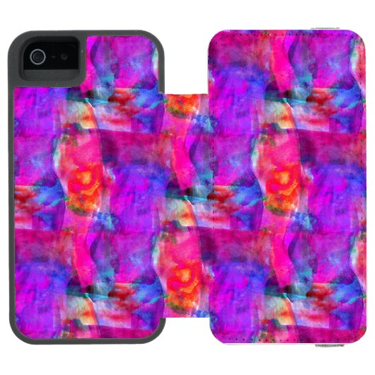 Kunstroze, blauwe, rode textuurachtergrond incipio iPhone portemonnee hoesje (Agenda Open)