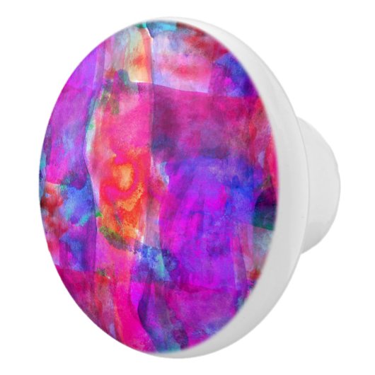 Kunstroze, blauwe, rode textuurachtergrond keramische knop (Rechts)