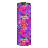 Kunstroze, blauwe, rode textuurachtergrond thermosbeker (Achterkant)