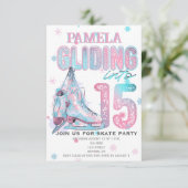Kunstschaatsen 15e verjaardag Party uitnodiging (Staand voorkant)