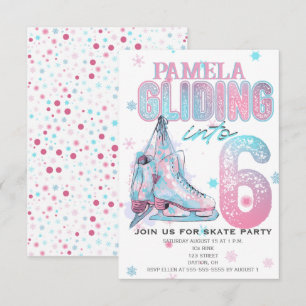 Kunstschaatsen 6e Verjaardagsfeestuitnodiging Kaart