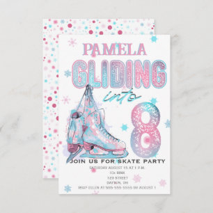 Kunstschaatsen 8e verjaardag Party uitnodiging